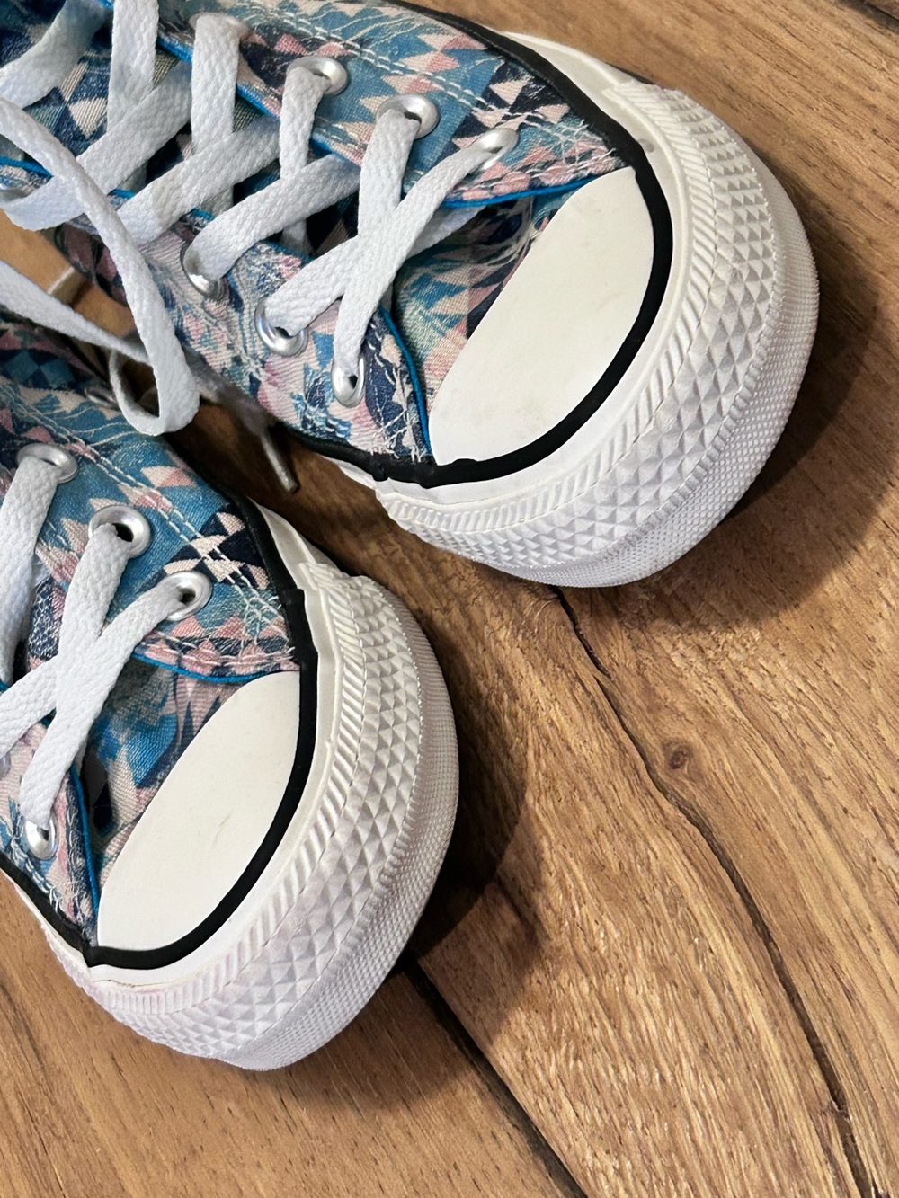 Converse Chuck Taylor High Top Sneakers  Geometric Faded Cream Teal Pink W Sz 5 - Picture 9 of 16